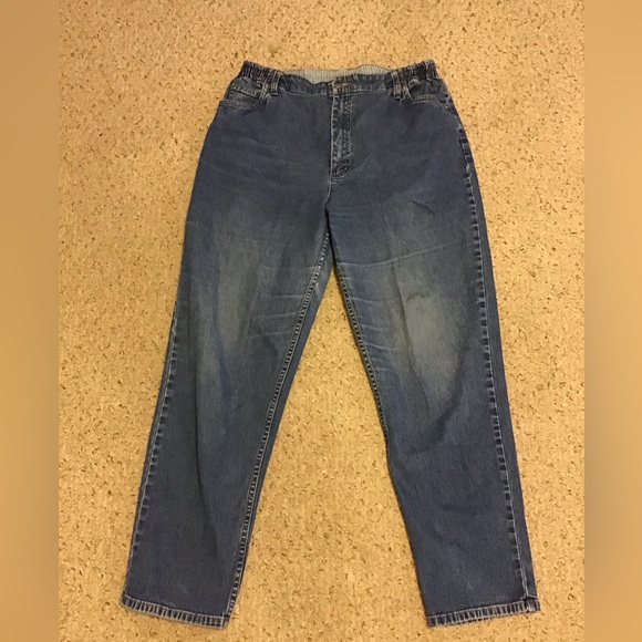 L.L. Bean Jeans Ll Bean Mom Jeans Elastic Side Waist Straight Leg